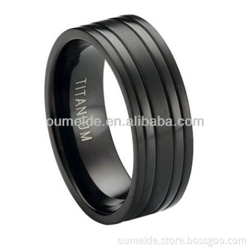 8mm Mysterious Black Titanium Wedding Band for Men